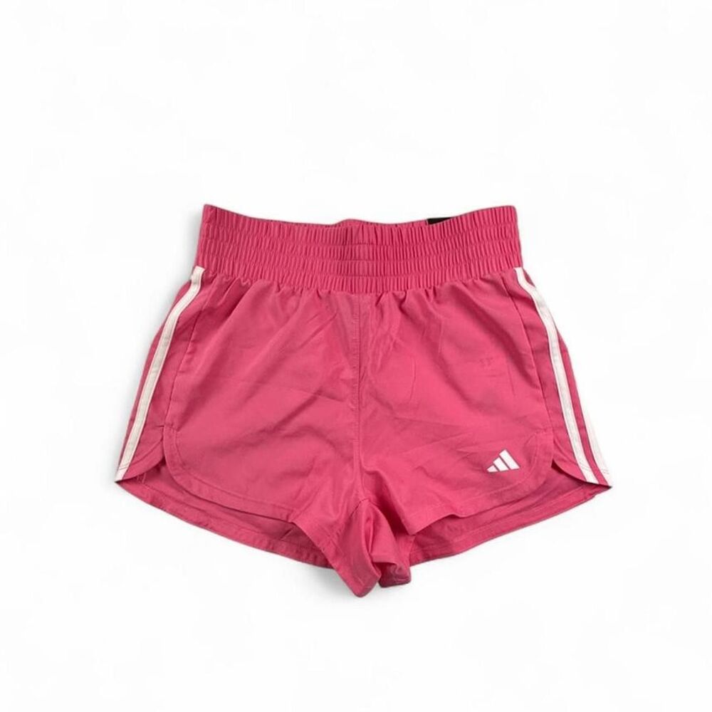 NWT Adidas Pink 3" Running Shorts Women's Small White Stripes Athletic